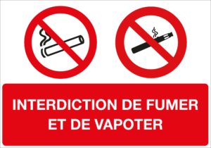 panneau interdiction fumer et vapoter avec deux pictogrammes