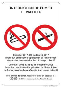 Affichage Interdiction de fumer et de vapoter
