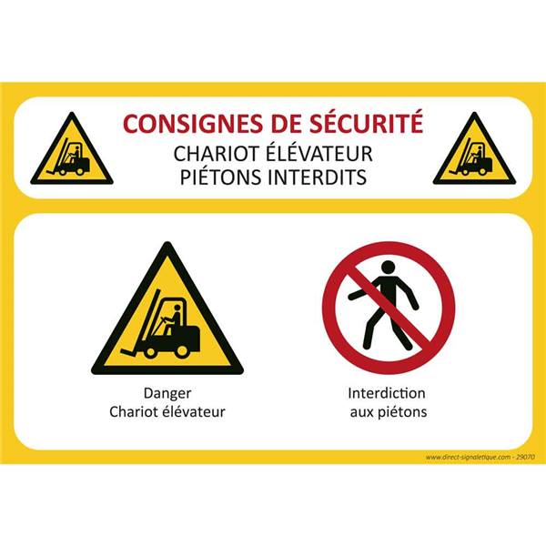 Panneau de consignes de sécurité en entrepôt professionnel et chantier