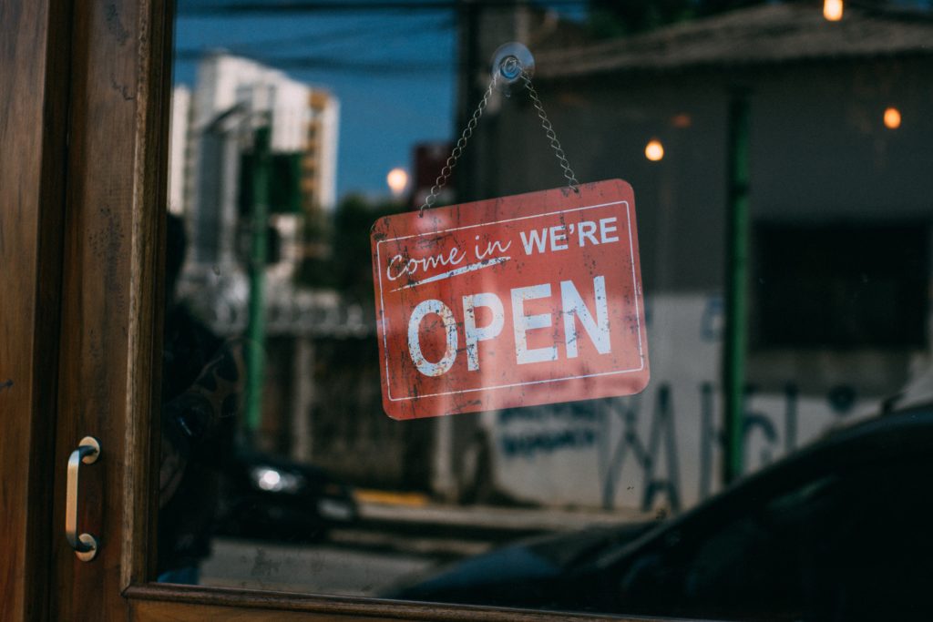 pancarte Open vitrine boutique