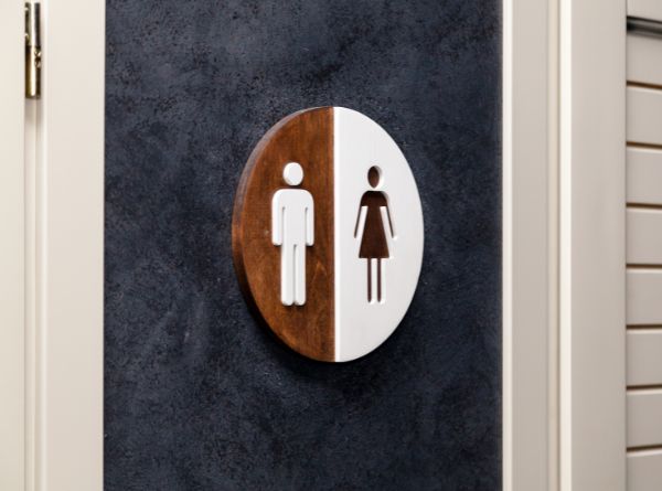 signalétique en bois pour toilette homme et femme