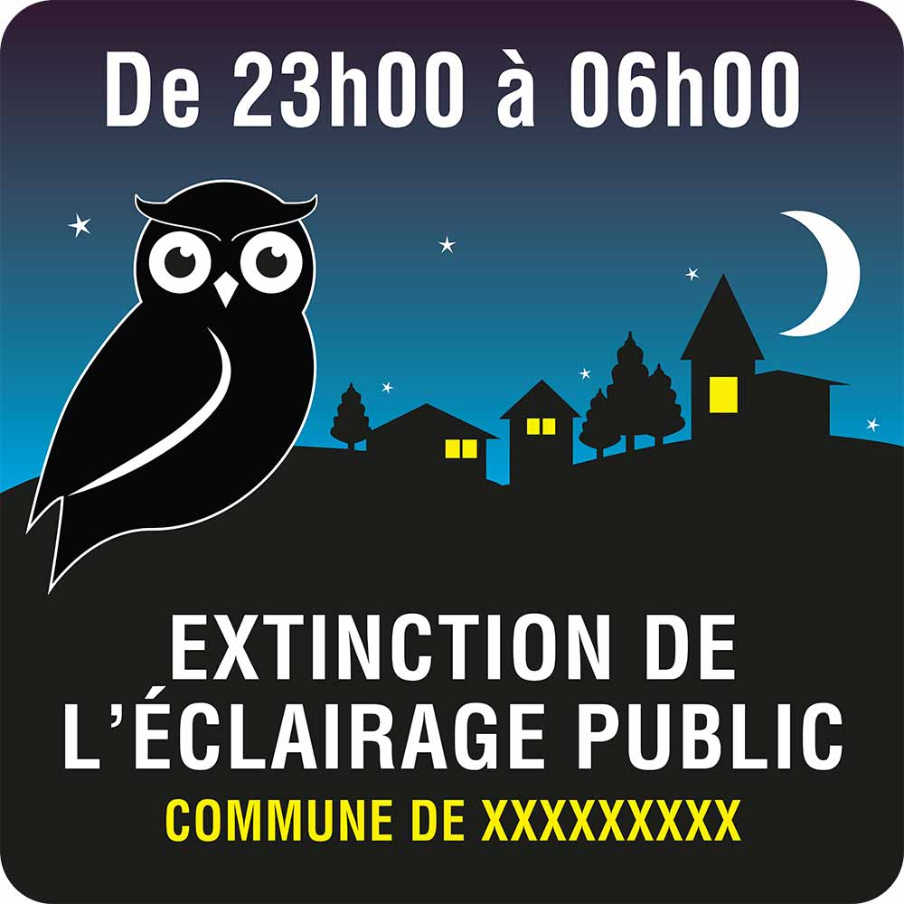 Image d'un panneau de signalisation de l'extinction de l'éclairage nocturne