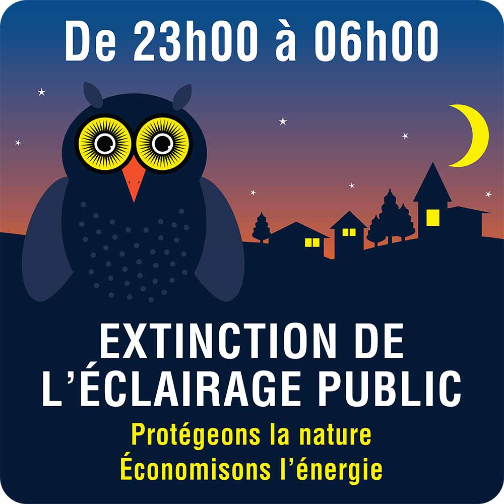 Image d'un panneau de signalisation pour signaliser l'extinction de l'éclairage nocturne 